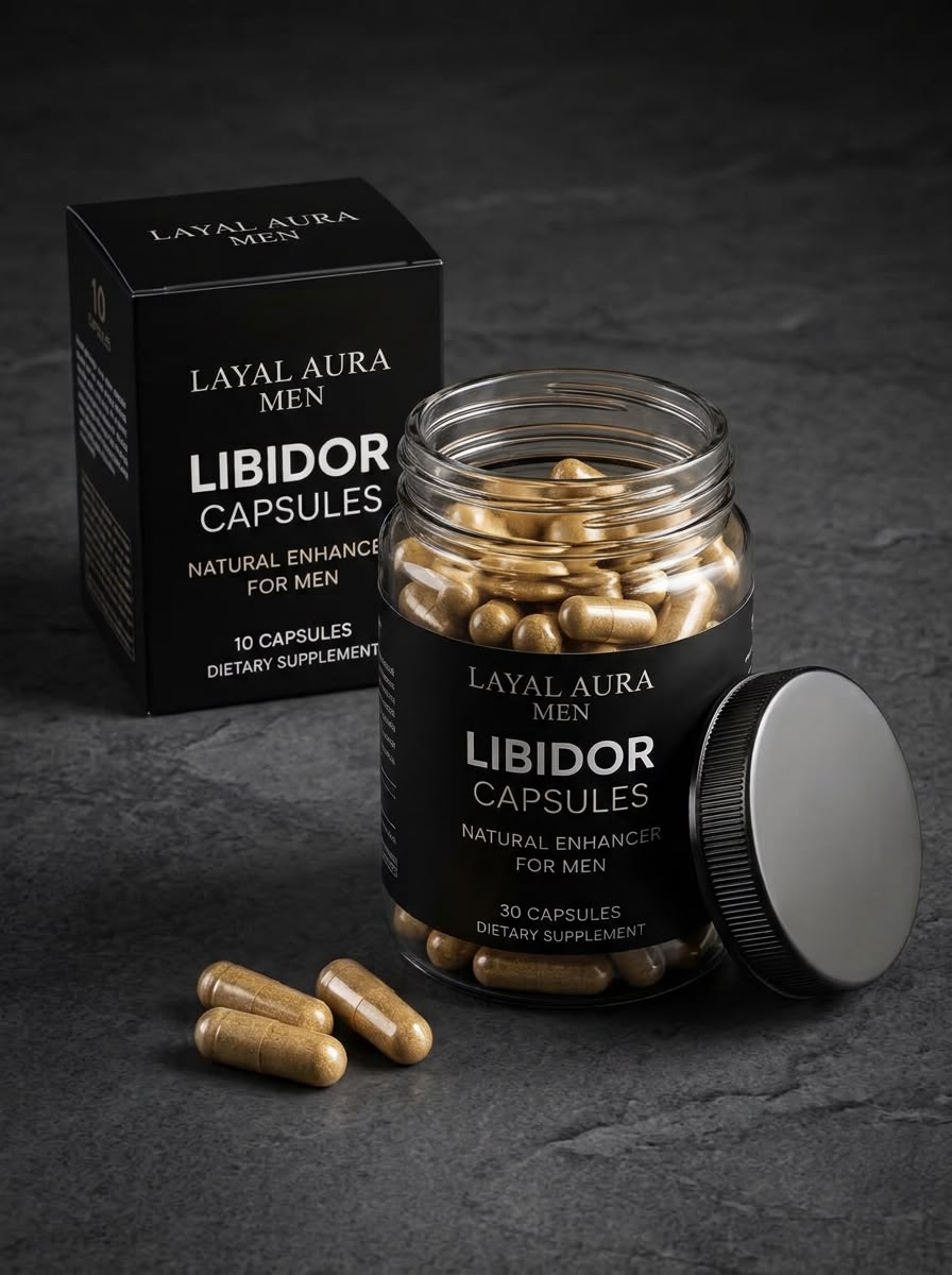 Layal Aura Men Libidor Capsules bottle and box